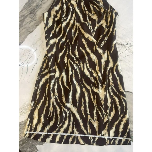 Jessica Howard Sleeveless Zebra/Cheetah Strip Beaded Neckline Mid Length Sz 10 - Picture 3 of 8